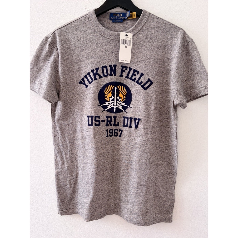 NWT Polo Ralph Lauren Yukon Field US-RL Div Graphic T-Shirt Mens XS Gray